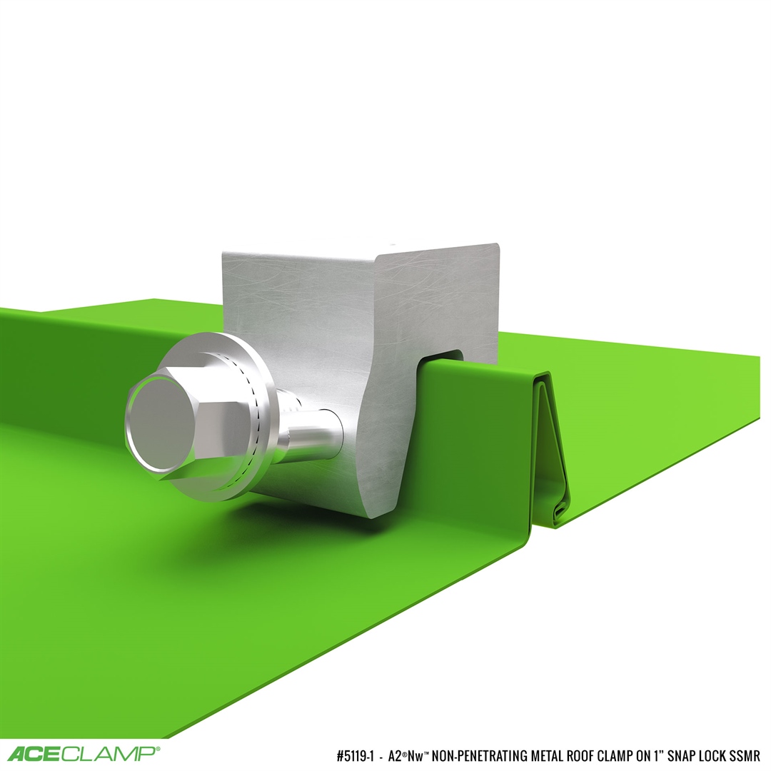 A2®Nw™  Non-Penetrating Metal Roof Clamp for Nail Down Wide Panels