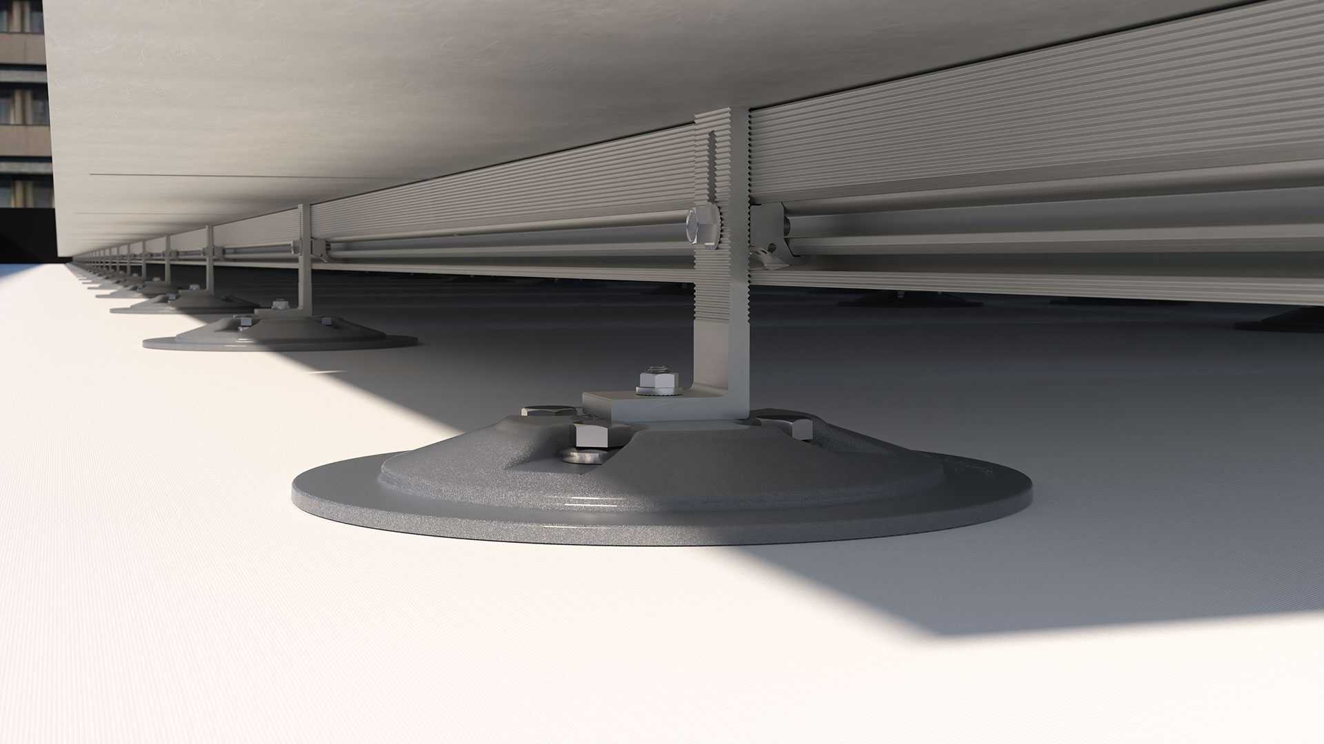 SolarSnap solar racking system for Membrane roofs
