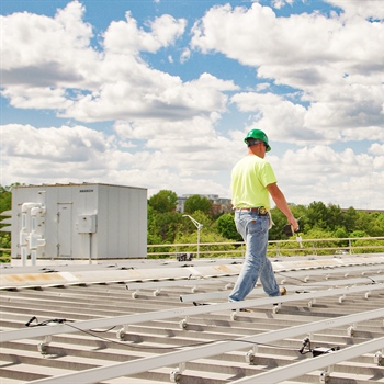 AceClamp's patented push-pin design for metal roof clamps