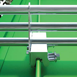 Metal roof snow guards three bar shown on t-panel