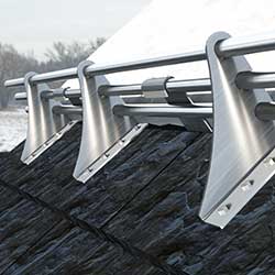 Snow guards shown on slate roof